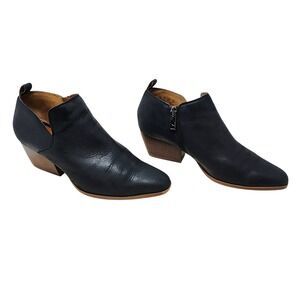 Franco Sarto Ankle Boots Bootie 8.5M Women Dingo Black Leather Western Cowgirl
